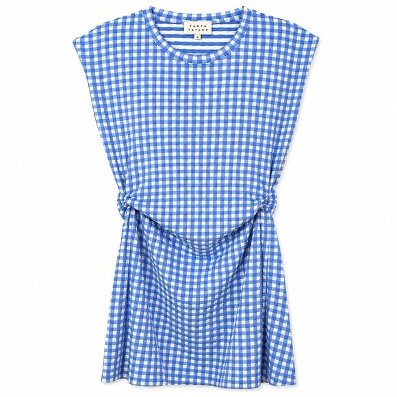Tanya Taylor Dresses & Skirts - Tanya Taylor Textured Gingham Dress Womens Medium Blue White Check Knit Midi